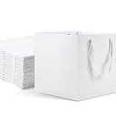 HUAPRINT White Paper Bags with handles,Gift Bags Bulk 24 Pack,8x8x8inch Square Size,Paper Shopping Bags, Kraft, Party, Favor, Birthday,Goody, Take-Out, Merchandise, Retail Bags