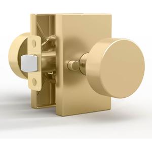 Mega Handles Laura Gold Privacy Door Knob - 1 Pack Reversible Interior Gold Door Knob, Heavy Duty Bed and Bath Door Knobs with Privacy Lock, Fits All Standard Door Sizes - Satin Brass