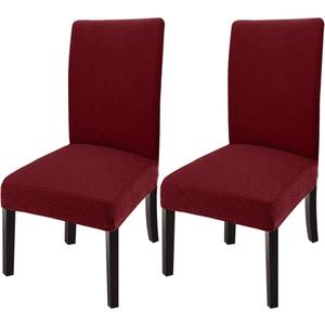 GoodtoU Chair Covers for Dinning Chairs 2 Pack, Stretch Kitchen Chair Covers, Removable Washable Chair Seat Protector for Home & Banquet, Burgundy Red (Set of 2)