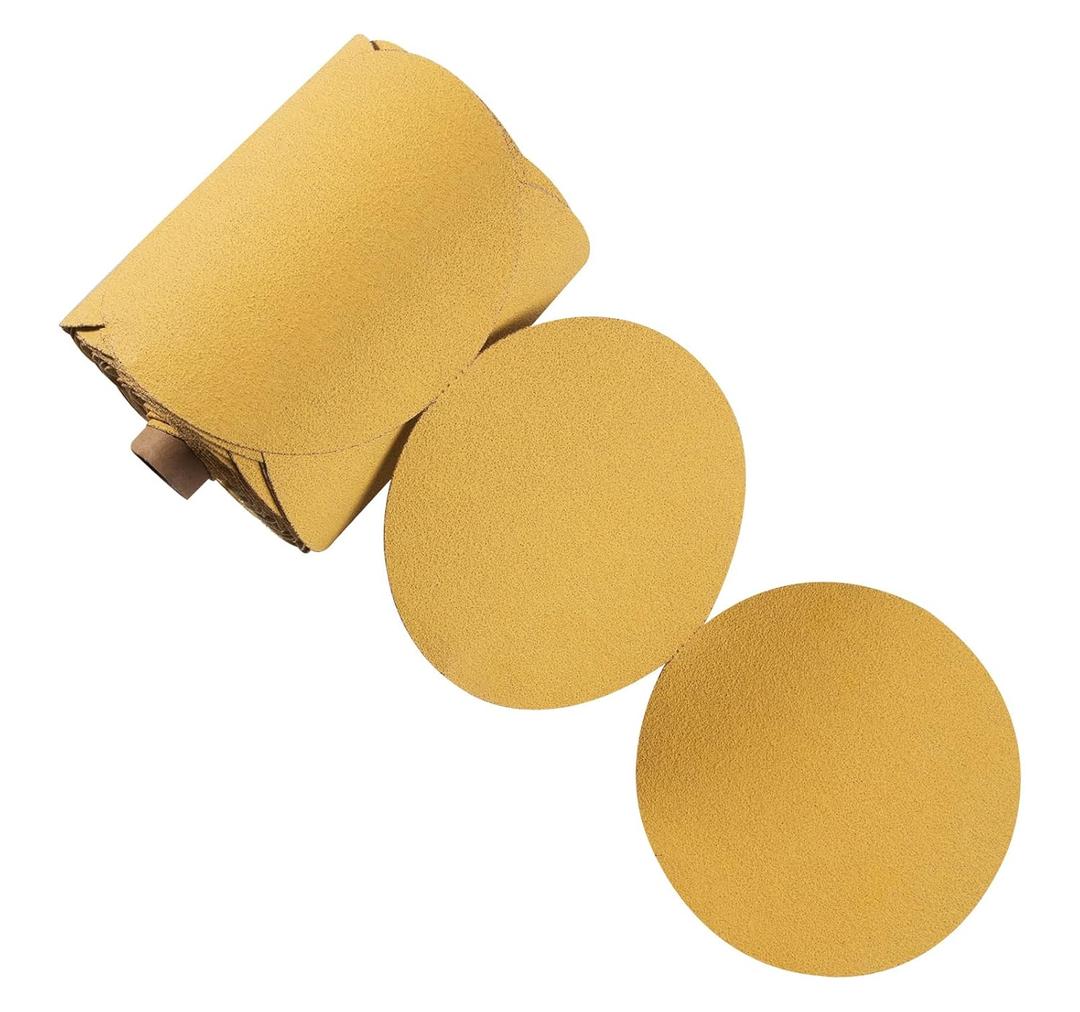 100 PCS 6 Inch Gold PSA Sanding Discs 80 Grit Self Adhesive Sticky-Back Sandpaper for DA Sander Automotive Car Paint Woodworking Wood Metal Finishing