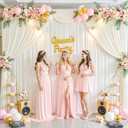 50ft x 10ft Ivory Backdrop Curtain for Wedding Ivory Wrinkle Free Backdrop Drapes Panels for Parties Baby Shower Bridal Shower Birthday Photo Photography Polyester Fabric Background Decoration