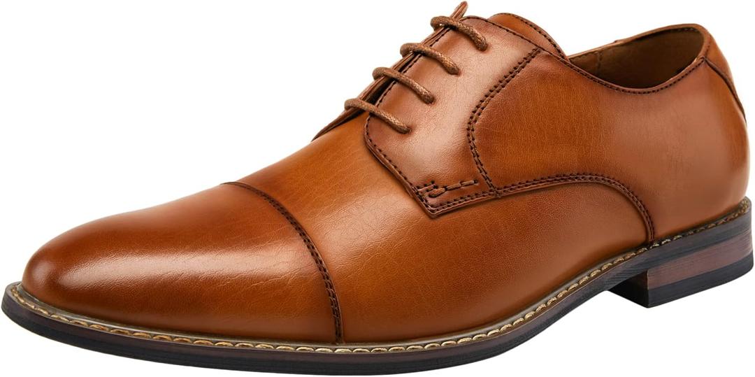 Jousen Men's Dress Cap Toe Shoes Wingtip Brogue Oxfords for Men Business Formal Derby Shoes (12)