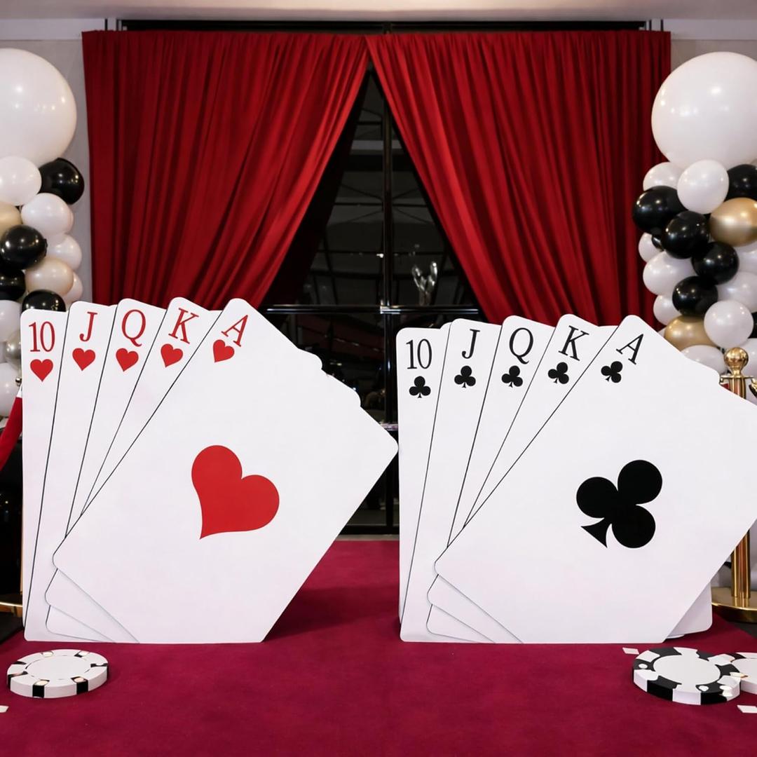 2 Pcs Casino Theme Party Decorations 35 x 28 Inch Poker Theme Cardboard Cutout Tea Party Decoration Game Night Photo Prop for Parties Game Room Decor