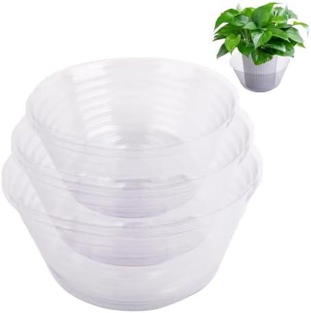 BUWUSMU 18 Pieces Plastic Plant Saucers - Clear Deep Drip Trays, Thickened Saucers for Pots, Plant Drip Trays for Home Garden Indoor and Outdoor Potted Plants(6, 8, 10 Inch)