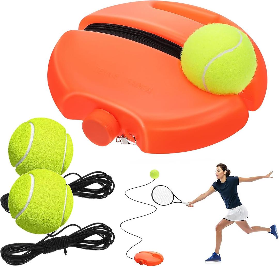 NUOBESTY Tennis Buddy Tennis Trainer Rebound Ball with String Solo Portable Practice Rebounder Equipment for Adult Beginner, Self Training Base Tool with 3 Balls for Indoor Outdoor, 20.00X20.00X4.00cm/7.86X7.86X1.57"