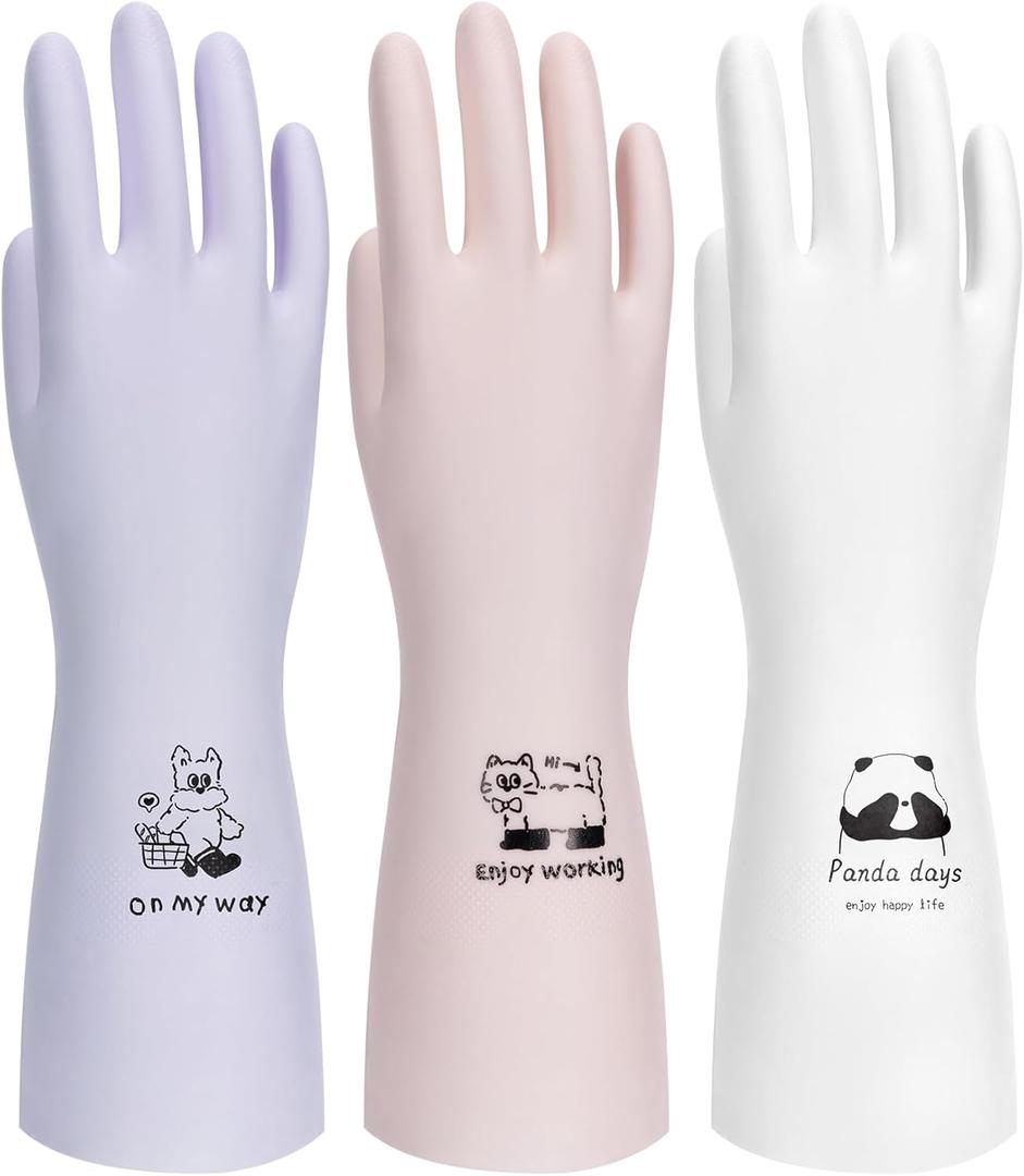 LANON 3 Pairs wahoo Nitrile Cleaning Gloves, Latex free Reusable Dishwashing Gloves for Kitchen, Bathroom, Gardening, Pet Care,Heavy-Duty, Durable, Non-Slip,12 Mil,Colorful Medium (Mix (Pack of 3))