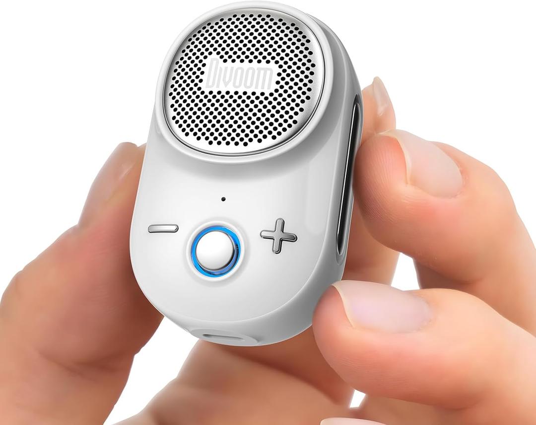 Divoom Itour-S Portable Mini Wearable Bluetooth Speaker, Big Audio and Punchy Bass,Clip-On Design, IP67 Waterproof and Dustproof,10 Hours Playtime,Speaker for Home Travel Office and Outdoors (White)