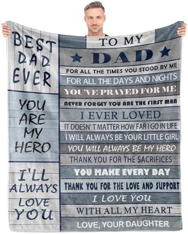 Noxkioy Dad Gifts from Daughter/Son Blanket 60"x50", Daddy Birthday Gift, for Dad, Birthday Present for Father, Soft Flannel Throw Blanket for Fathers Day, Grey