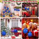 Zubebe 4 Pcs 8" Giant Fillable Christmas Ornaments with Ribbons Oversized Matte Plastic Xmas Balls for Outdoor Yard Decor, Tree Hanging(Blue)