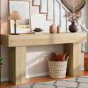 knoworld 63 Inch Long Console Table for Entryway, Farmhouse Wood Rectangular Sofa Table Behind Couch Table, Narrow Entryway Table for Living Room, Entrance, Hallway, Foyer, Easy Assembly (Natural), 63" W x 11.81" D