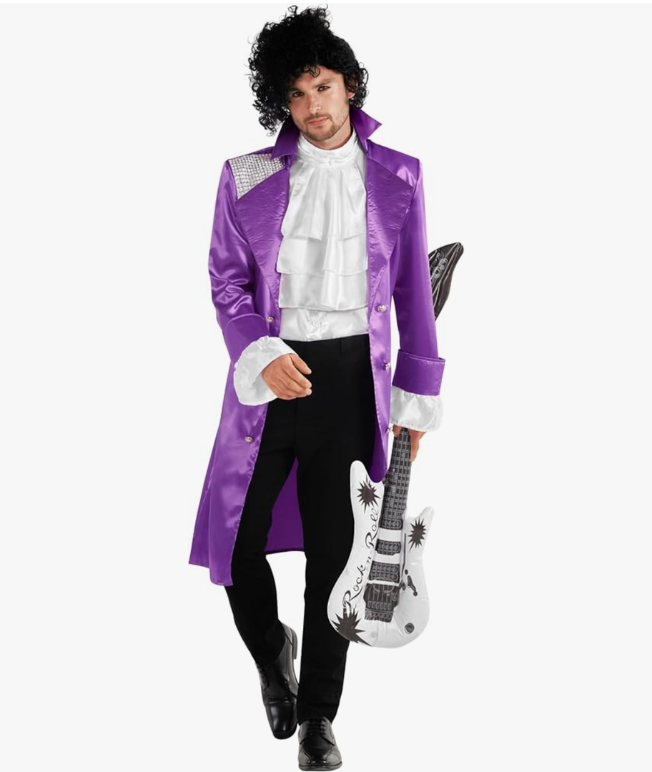 Morph Purple Pop Star Costume Men With Jacket And Wig, Musician Costume Adult, Halloween Costumes For Men, Medium
