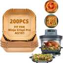 200PCS Air Fryer Liners Disposable for Ninja Crispi Pro 6-in-1 Glass Air Fryer 6QT AS101CY | AS101DG | AS101LG, Parchment Paper for Instant Pot, COSORI, Chefman 6 qt Airfryer,Ninja Crispi Accessories