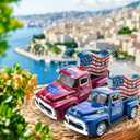 4th of July Decorations Patriotic Vintage Metal Truck Decor with Wooden USA Flag & Stars for Home & Office, America 250th Anniversary Independence Day Memorial Day Patriotic Table Centerpiece Gifts
