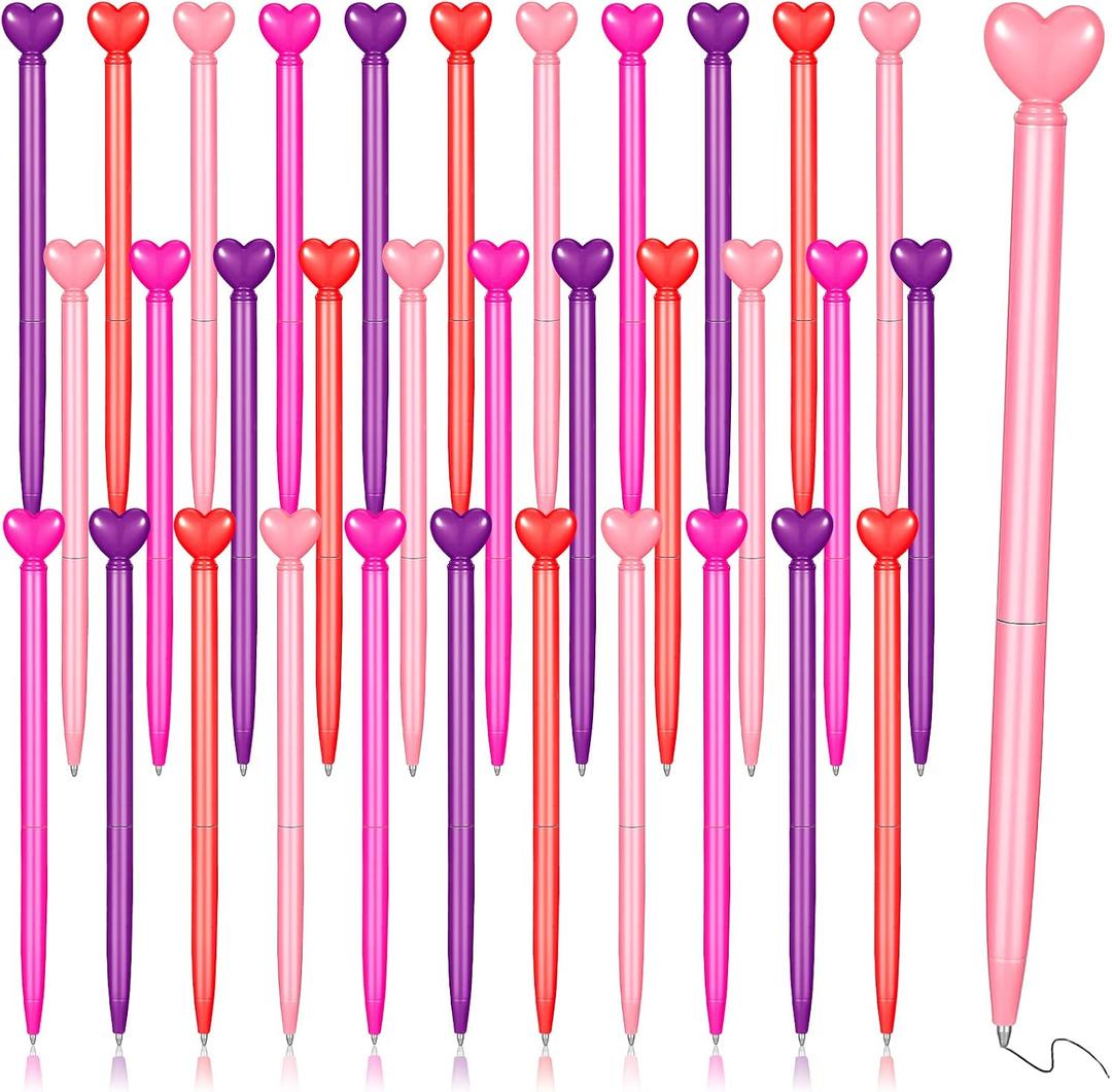 Fuutreo 12 Pcs Valentine‘s Day Heart Shaped Ballpoint Pens Retractable Metal Ballpoint Pen with Black Ink Party Favor for Office School Classroom Valentine‘s Day Wedding Party Supplies, 4 Colors