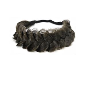 Braid Headband 2 Strands Messy Classic Chunky Plaited Wide Braids Elastic Stretch Quality Synthetic Braided Headband Women Girl Bohemian Hair Braid 65g (espresso)