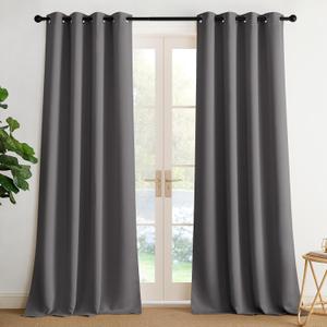 NICETOWN Blackout Curtains Grommet 2 Panels Grey Drapes 95Inches Long