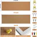 DoubleFill 12'' x 36'' Cork Bulletin Board Framed Large Wall Mounted Corkboard with Installation Kit, Push Pins for Home and Office Decor, School Message or Vision Background(White)