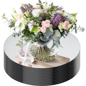 Seelenruhe 10" Round Mirrors for Centerpieces for Tables, Round Mirrors Trays Plates for Centerpieces, Wedding Decorations, Baby Shower Party, Christmas Decorations, 2mm, 12 PCS