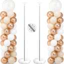 Jenaai 2 Sets 163 Pcs Metallic Champagne Gold Balloons Column Stand Kit Bridal Party Latex Balloons Adjustable Tower Stand for Graduation Bridal Shower Wedding Engagement Mothers Day Birthday Decor