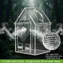 Jumping Spider Enclosure (5" *5" *8") Warp-Proof Seamless Acrylic Tarantula Terrarium with Magnetic Door & Feeding Hatch for Praying Mantis,Snail,Hermit Crabs,Reptile(Includes Decorative Accents)