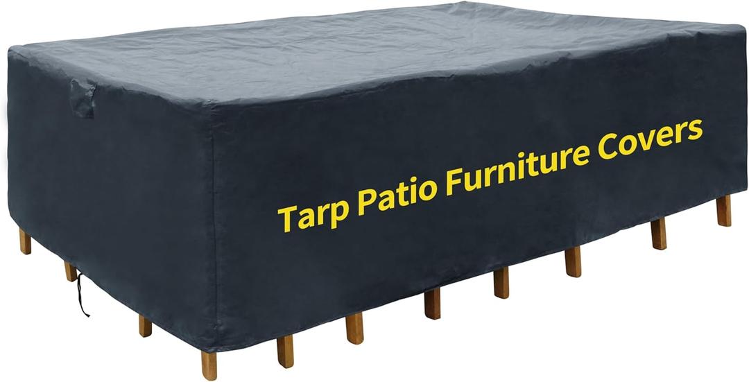 RAINDEWAY COVERS 90 inch Tarp Patio Furniture Covers 100% Waterproof Table and Chair Set Covers Outdoor Furniture Cover Sectional Sofa Set