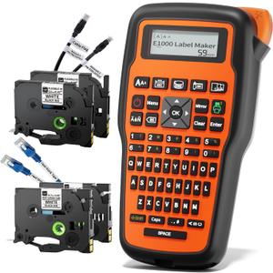 VolenGo Label Maker Machine withTape, Heat Shrink Label Maker WaterproofLabels, Wire Cable label Maker, E1000 Labeler Machine withTape 12mm Laminated Handheld Labeling Machine for Industrial Office