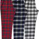 DG Hill 1Pack or 3Pack Mens PJ Pajama Pants Bottoms Fleece Lounge Pants Sleepwear Plaid PJs with Pockets Microfleece (Medium, 3pack-blue/Gray/Red)