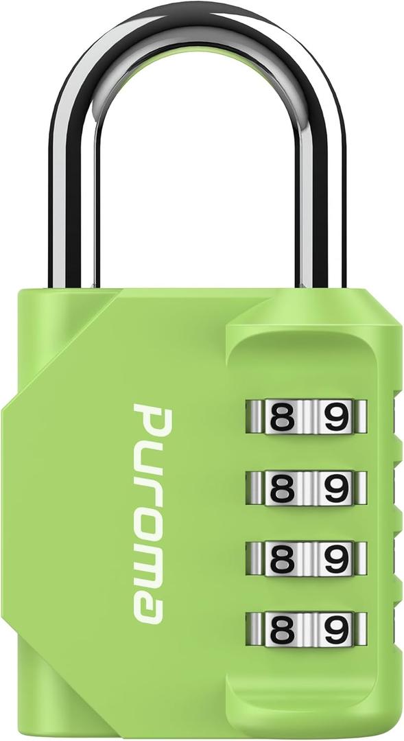 Puroma 1 Pack Combination Lock for Locker 4 Digit Outdoor Waterproof Padlock for School, Gym, Sports, Fence, Toolbox, Gate, Case, Outdoor, Hasp Storage, Cabinets (Yellow-Green)