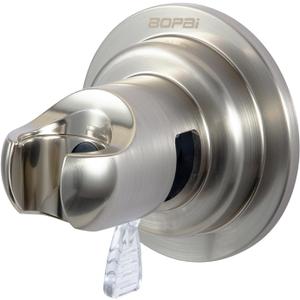 BOPai Suction Shower Head Holder, Relocatable Handheld Showerhead Holder, Fixed Angle - Brushed Nickel