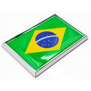 3 x Brazil Flag Sticker Emblem Brazilian Decal Car Chrome Flags, 2 Pack, 3 x 2 inches