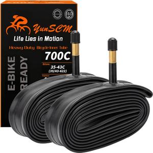 700C Heavy Duty Bike Tubes 700x35C/38C/40C/43C (35/43-622) 700C Bicycle Tubes Premium Butyl Rubber Compatible with Road, Gravel, Mountain, Hybrid Bike Tire Tubes Schrader Valve AV48mm 2-PCS