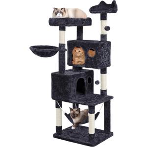 Yaheetech Multil-Level Cat Tree Cat House for Large Cats, 64.5in Cat Tower for Indoor Cats as Modern Activity Center with Scratching Posts & Platform & Perch & Hammock