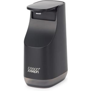 Joseph Joseph Bathroom Slim, Compact Soap Dispenser, Easy-Push Pump Head, Non Drip Nozzle, Fill-Level Window, Refillable, Matt Black