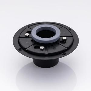 2-Inch Adjustable Shower Drain Flange Base - Black ABS/PVC Compatible Linear/Square Floor Drain with Threaded Ring and Rubber Gasket, Leak Proof Design for Tile Installation