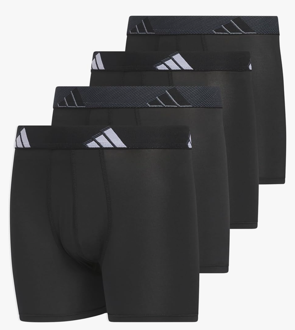 adidas Youth Microfiber Boxer Brief (Multipack) Athletic Underwear for Kids Boys Size L, Black