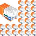 VCE UL Listed Cat6 RJ45 Keystone Jack Insert 25-Pack, 90 Degree Punch Down Keystone Jack Adapter Slim Profile Orange