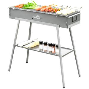 WILLBBQ Charcoal Grill Tailgate Parties, Patio, Beach Barbecues, Backyard Gatherings,Alloy Steel BBQ Barbecue Outdoor Grilling with Durable Support Frame and Dual Adjustable Vents (31.6x10.3x5.1 inch)