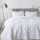 R.SHARE White Quilt King Size Bedding Sets with Pillow Shams, Lightweight Soft Bedspread Coverlet, Basket Weave Quilted Blanket Thin Comforter Bed Cover for All Season, 3 Pieces, 104x90 inches