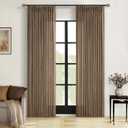 TWODRAPES Brown Pinch Pleated Linen Curtains 84 Inches Long 2 Panels Set Living Room Dining Pinch Pleat Back Tab Light Filtering Boho Farmhouse Bedroom Window Curtain Drapes 84 Inch Length Dutch Cocoa