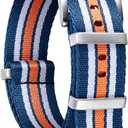 BINLUN Nylon Watch Band Thick G10 Premium Ballistic Nylon Multicolor Replacement Watch Straps with Stainless Steel Buckle for Men Women 18mm 20mm 22mm 24mm (Blue&White&Orange)