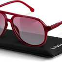 livho Trendy Polarized Aviator Sunglasses Women Men, Retro Sun Glasses for Women Men 2025, Oversized UV Protection Shades (Red)