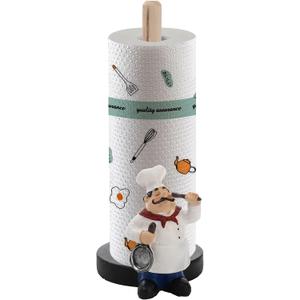 Chef Style Paper Towel Holder, Resin Crafts Display Chef Figurines Creative Roll Paper Stand for Countertop Kitchen Cafe Restaurant Dessert Shop Cake Shop Decoration