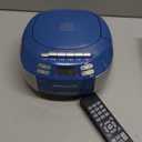 Greadio Boombox CD Player Cassette Player Combo, Boom Box Portable CD Players for Home with Bluetooth, Support AM FM Radio/Remote Control/AUX/USB/Earphone, AC/Battery Operated, LCD Display (Blue)