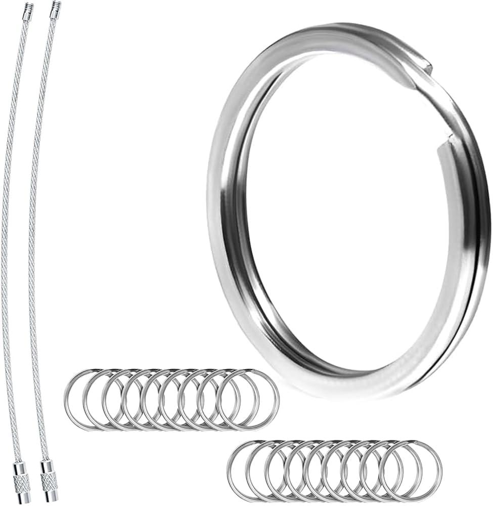BiyrlyStainless Steel Keyrings,Round Key Rings for Flat Keychains For Home Car Office Keys Attachment (Silver)