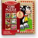 Melissa & Doug Farm Wooden Cube Puzzle with Storage Tray 6-in-1 Animal Puzzle for Toddlers and Preschoolers 16 Wooden Cubes Farm Toy for Kids Ages 3+ - FSC Certified