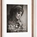 11x14 Picture Frame, USA-Sourced Walnut Wood Photo Frames with HD Tempered Glass, Handcrafted Rounded Corner 11 x 14 Wooden Frame Matted to 8x10 Photos, Gallery Wall Frames for Posters & Art Prints