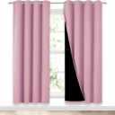 NICETOWN Crystal Pink Full Shade Curtain Panels, Pair of Energy Smart & Noise Blocking Out Blackout Drapes for Dining Room Window, Thermal Insulated Guest Room Lined Window Dressing(52 x 72 inch)