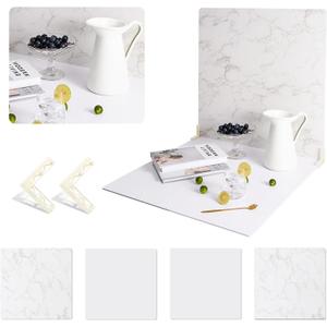 2 PCS Boards Photo Backdrop 2 Marbles Texture for Flat Lay, Food Photography Background 24x24 Inch, BEIYANG (Marble+Marble) …