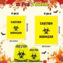 2 x 12 Pcs Large Halloween Leaf Bags Biohazard Halloween Decorations Halloween Trash Bags for Leaves Plastic Yard Lawn Waste Bag Scientist Biohazard Bag Outdoor Biohazard Zombie Party Decorations (Yellow)