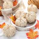 6 Pcs Fall Rattan Pumpkin Decor Woven Corn Husk 4 Inch Braided Pumpkins Foam Woven Decor Artificial Handmade Harvest Fall Centerpieces for Thanksgiving Autumn Halloween Table Decoration